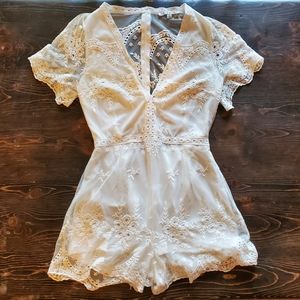 Haute Monde White Lace Romper